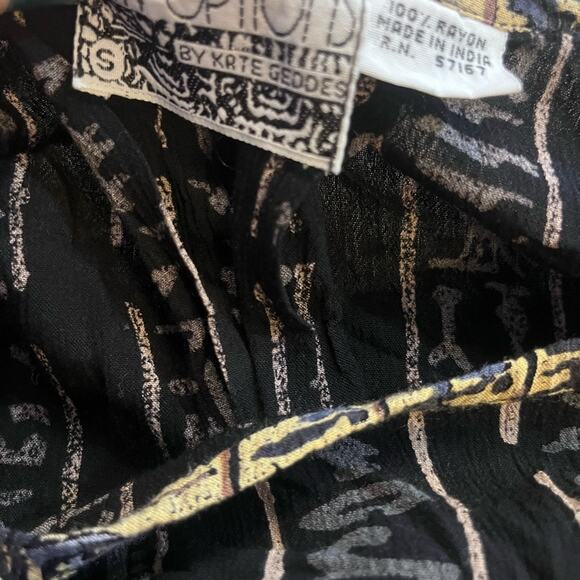 Vtg Boho Cheetah Artsy Eclectic Lagenlook Midi Dress Size S Egyptian Indie - Picture 6 of 7